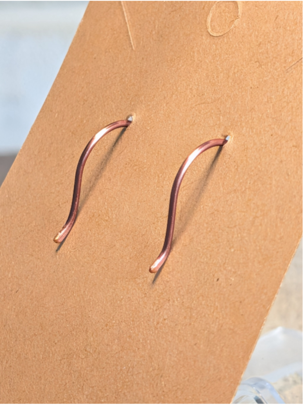 NEW Artisan Copper Wire Wrapped Amazonite Crystal Stick Drop Dangle Earrings - Picture 5 of 5